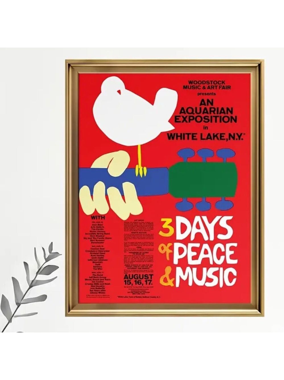 Woodstock 1969 Retro Poster Canvas Print Wall Art